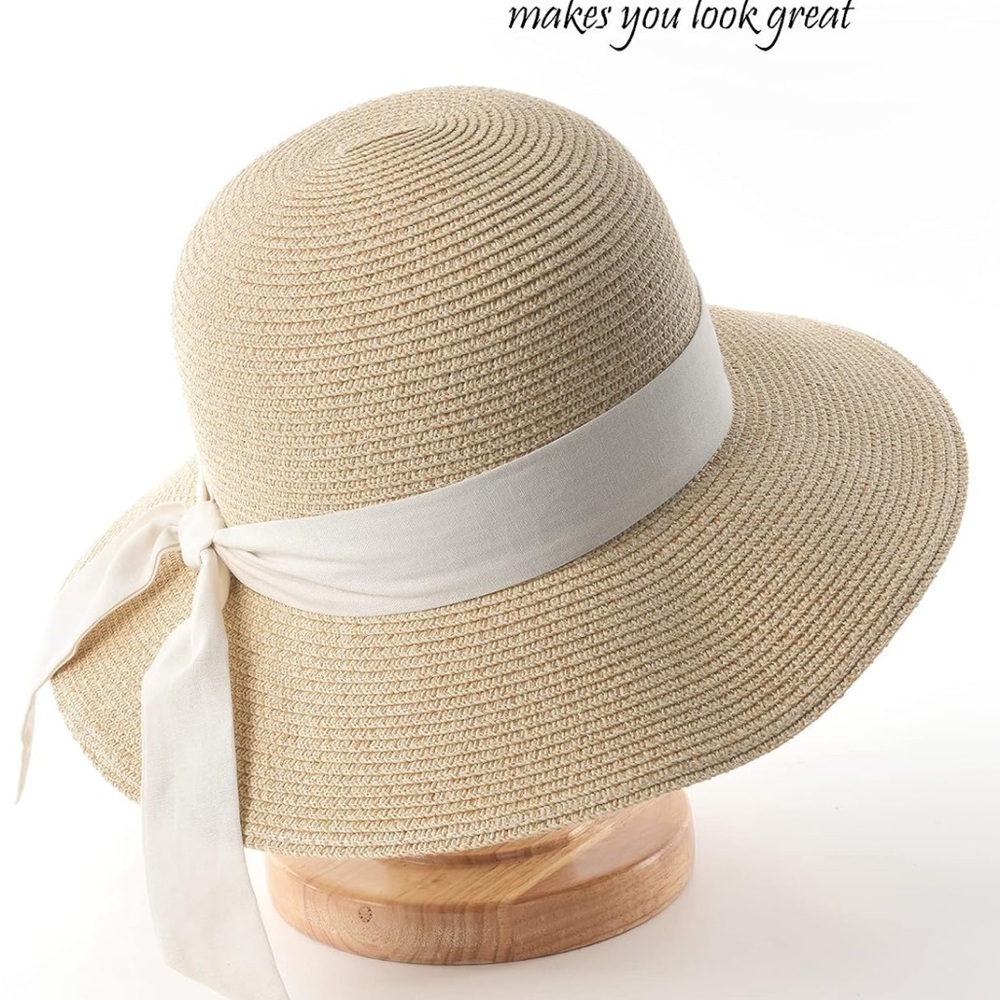 Womens Beach Sun Straw Hat UV UPF50 Travel Foldable Brim Summer UV 🎩